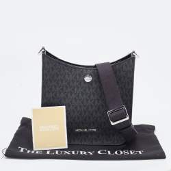 Michael Kors Black Signature Coated Canvas Briley Messenger Bag