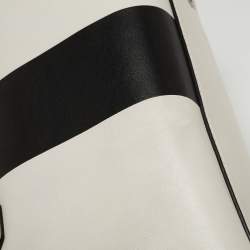 Michael Kors White/Black Leather Medium Center Stripe Mercer Duffle Bag