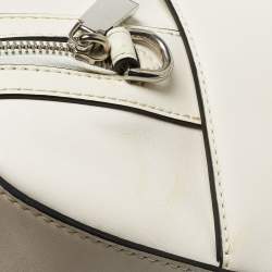 Michael Kors White/Black Leather Medium Center Stripe Mercer Duffle Bag