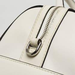 Michael Kors White/Black Leather Medium Center Stripe Mercer Duffle Bag