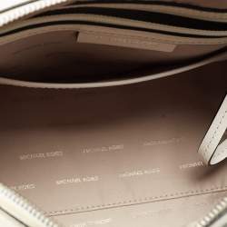 Michael Kors White/Black Leather Medium Center Stripe Mercer Duffle Bag