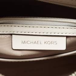 Michael Kors White/Black Leather Medium Center Stripe Mercer Duffle Bag