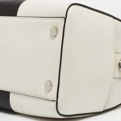 Michael Kors White/Black Leather Medium Center Stripe Mercer Duffle Bag
