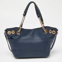 Pre Owned MICHAEL Michael Kors Blue Leather Jet Set Chain Satchel