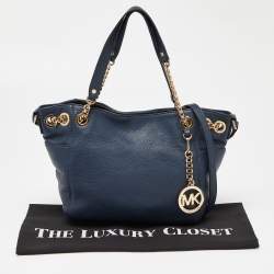 Pre Owned MICHAEL Michael Kors Blue Leather Jet Set Chain Satchel