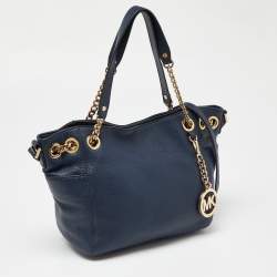 Pre Owned MICHAEL Michael Kors Blue Leather Jet Set Chain Satchel
