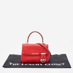 Pre Owned Michael Kors Red Leather Ava Top Handle Bag