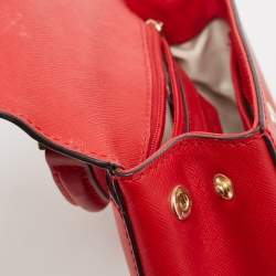 Pre Owned Michael Kors Red Leather Ava Top Handle Bag