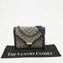 مملوكة مسبقًا Michael Kors Navy Blue/White Woven Leather Whitney Shoulder Bag