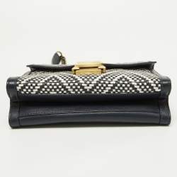 مملوكة مسبقًا Michael Kors Navy Blue/White Woven Leather Whitney Shoulder Bag