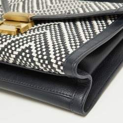 مملوكة مسبقًا Michael Kors Navy Blue/White Woven Leather Whitney Shoulder Bag