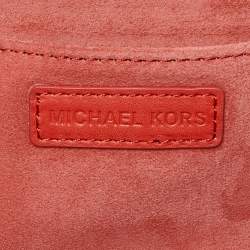 Pre Owned Michael Kors Orange Leather Chain Link Envelope Clutch
