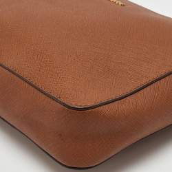 Pre Owned Michael Kors Brown Saffiano Leather Jet Set Camera Crossbody Bag