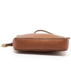 Pre Owned Michael Kors Brown Saffiano Leather Jet Set Camera Crossbody Bag