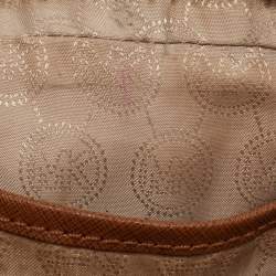 Pre Owned Michael Kors Brown Saffiano Leather Jet Set Camera Crossbody Bag