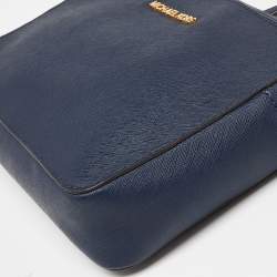 Pre Owned Michael Kors Blue Saffiano Leather Jet Set Camera Crossbody Bag 