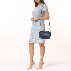 Pre Owned Michael Kors Blue Saffiano Leather Jet Set Camera Crossbody Bag 