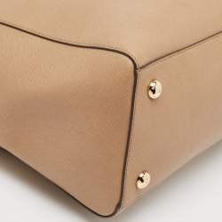 Pre Owned Michael Kors Beige Saffiano Leather Large East West Jet Set Tote