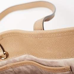Pre Owned Michael Kors Beige Saffiano Leather Large East West Jet Set Tote
