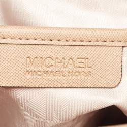 Pre Owned Michael Kors Beige Saffiano Leather Large East West Jet Set Tote