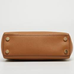 Pre Owned Michael Kors Brown Saffiano Leather Small Ava Top Handle Bag