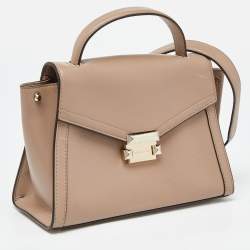 Pre Owned Michael Kors Beige Leather Whitney Top Handle Bag