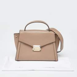 Pre Owned Michael Kors Beige Leather Whitney Top Handle Bag