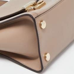 Pre Owned Michael Kors Beige Leather Whitney Top Handle Bag
