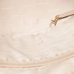 Pre Owned Michael Kors Beige Leather Medium Jet Set Top Zip Tote