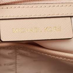 Pre Owned Michael Kors Beige Leather Medium Jet Set Top Zip Tote