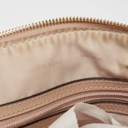 Pre Owned Michael Kors Beige Leather Medium Jet Set Top Zip Tote