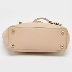 Pre Owned Michael Kors Beige Leather Medium Jet Set Top Zip Tote