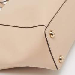 Pre Owned Michael Kors Beige Leather Medium Jet Set Top Zip Tote