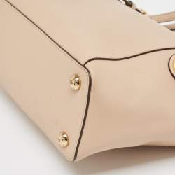 Pre Owned Michael Kors Beige Leather Medium Jet Set Top Zip Tote