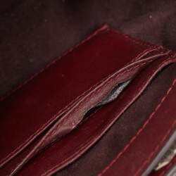 Pre Owned MICHAEL KORS Burgundy Leather Eyelet Embellished Flap Crossbody Bag