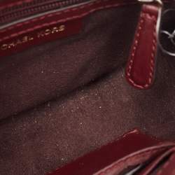 Pre Owned MICHAEL KORS Burgundy Leather Eyelet Embellished Flap Crossbody Bag