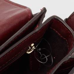 Pre Owned MICHAEL KORS Burgundy Leather Eyelet Embellished Flap Crossbody Bag