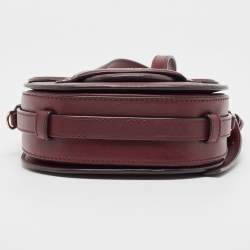 Pre Owned MICHAEL KORS Burgundy Leather Eyelet Embellished Flap Crossbody Bag