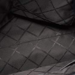 Pre Owned Michael Kors Black Pink Checkboard Logo Leather Large Whitney Tote