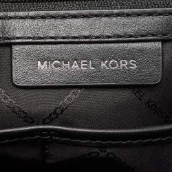 Pre Owned Michael Kors Black Pink Checkboard Logo Leather Large Whitney Tote