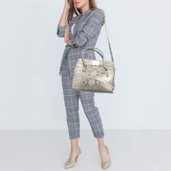 Pre Owned Michael Kors Grey Python Effect Leather Satchel