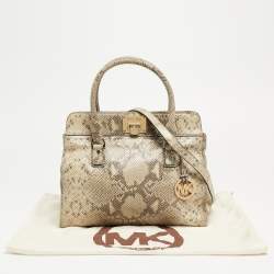 Pre Owned Michael Kors Grey Python Effect Leather Satchel