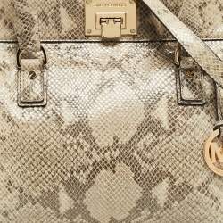 Pre Owned Michael Kors Grey Python Effect Leather Satchel