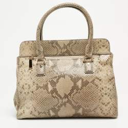 Pre Owned Michael Kors Grey Python Effect Leather Satchel