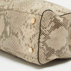 Pre Owned Michael Kors Grey Python Effect Leather Satchel