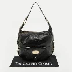 Michael Kors Black Patent Leather Fulton Hobo
