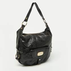 Michael Kors Black Patent Leather Fulton Hobo