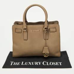 Pre Owned Michael Kors Beige Leather Hamilton East West Tote