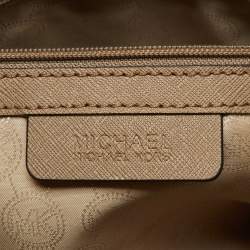 Pre Owned Michael Kors Beige Leather Hamilton East West Tote