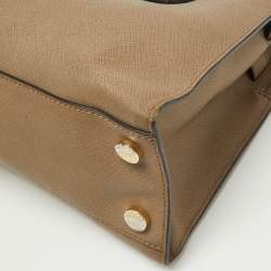 Pre Owned Michael Kors Beige Leather Hamilton East West Tote